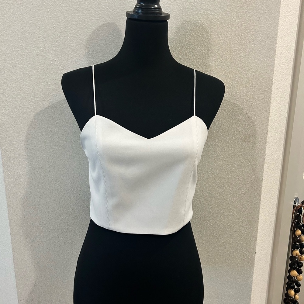 ❤️❤️ NWT Alice + Olivia back zip crop top / cami. Beautiful. Size Small.